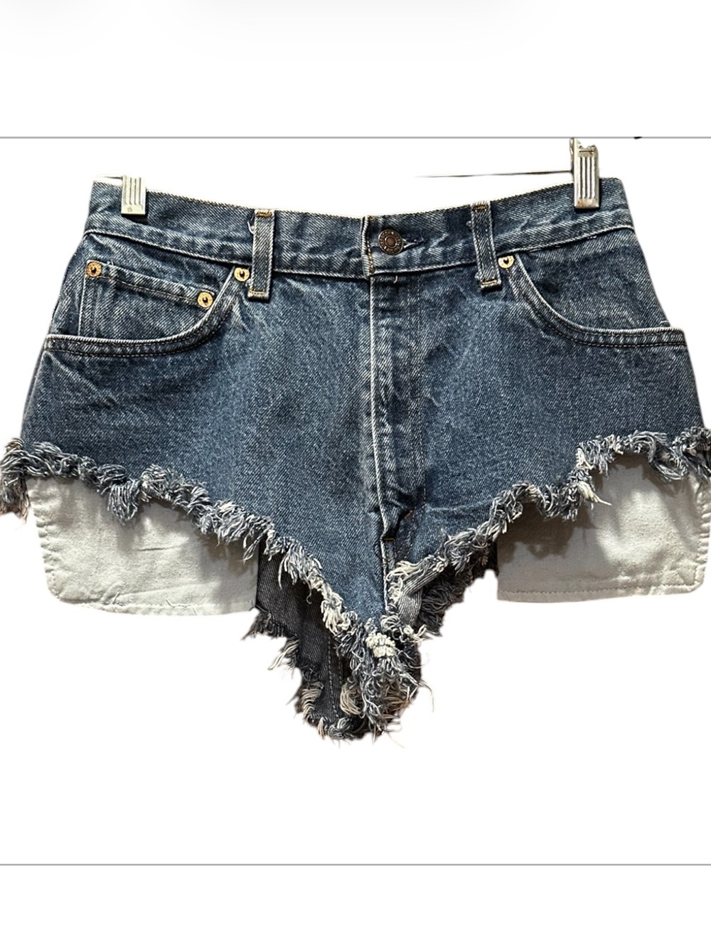 Levi Micro Short Distressed High-Waist Denim Shorts - Blue